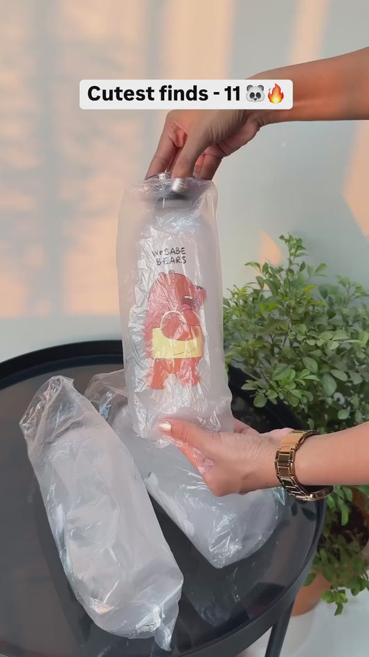 Cute Bare Bears Water Bottle 1000ml – Straw & Caps