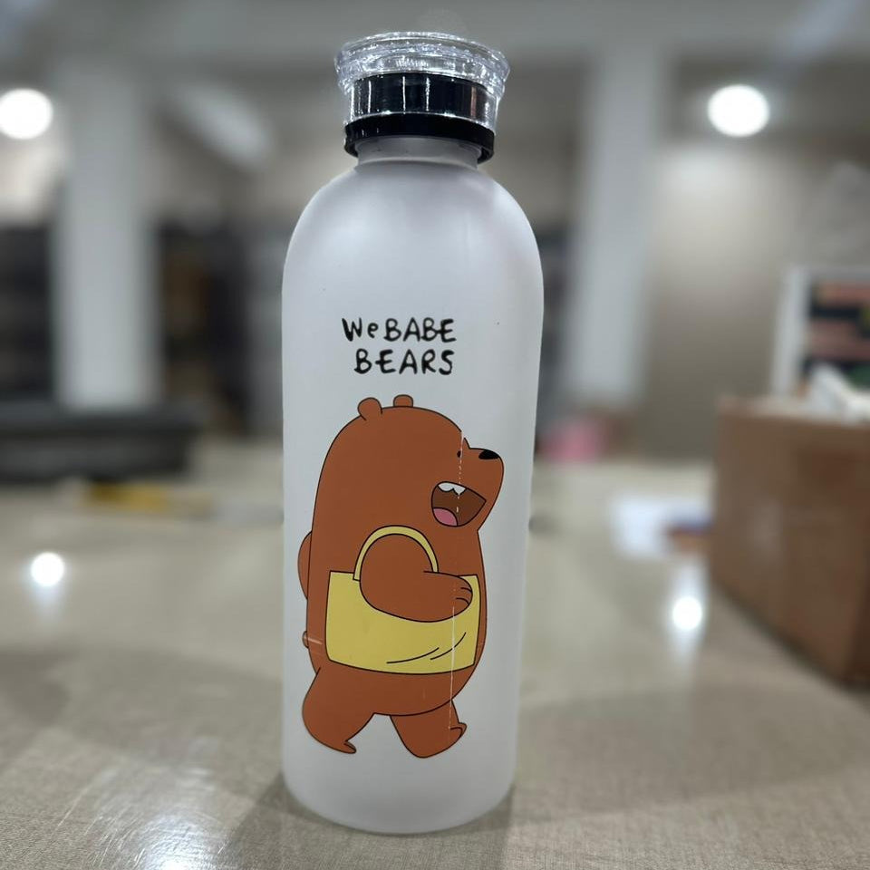 Cute Bare Bears Water Bottle 1000ml – Straw & Caps